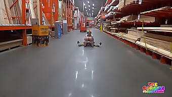 African American Man Receives Oral Pleasure From Brunette In A Hardware Store